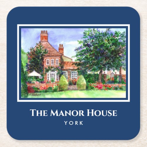 The Manor House York England Country Garden Square Paper Coaster