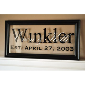 The Mansfield Framed Glass Family Name Sign