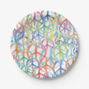 The Many Colors of Peace Signs Paper Plates