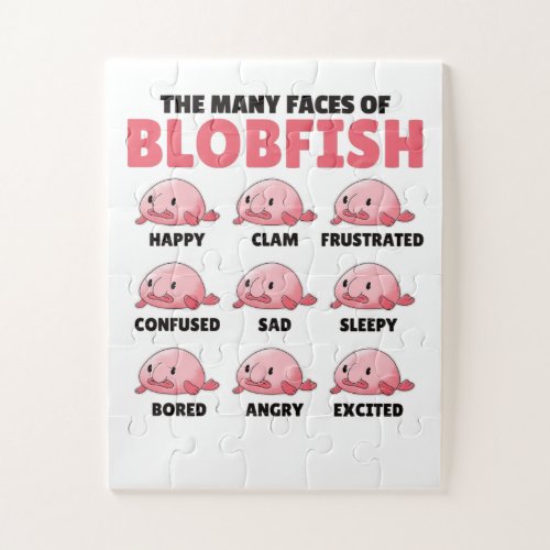 The Many Faces Of Blobfish Funny Emotion Types Jigsaw Puzzle