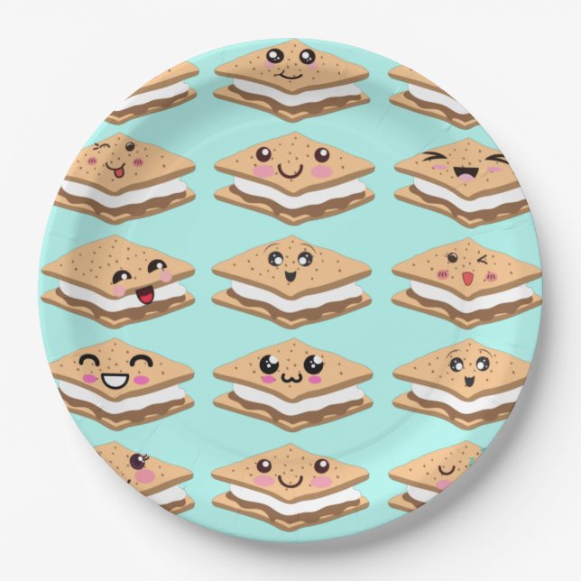 The many faces of s'mores paper plates (Front)