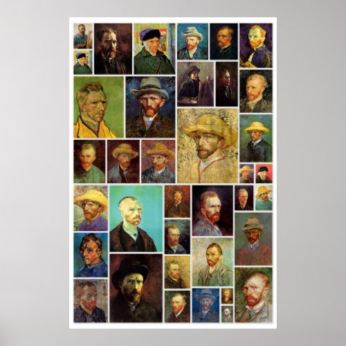 The Many Faces Of Vincent Van Gogh Poster
