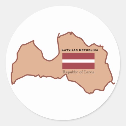 The Map and Flag of Latvia Classic Round Sticker