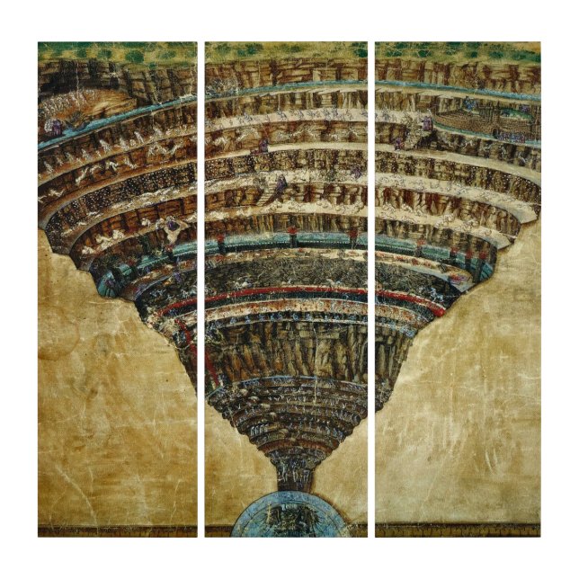 The Map of Hell, Abyss of Hell - Sandro Botticelli Triptych (Front)