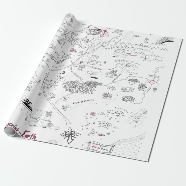 The Map of Manuscript Earth Wrapping Paper (Unrolled)