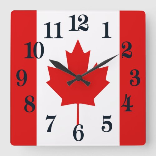 The Maple Leaf flag of Canada Square Wall Clock