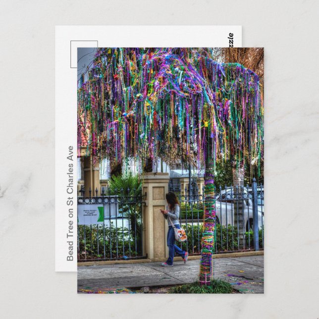 The Mardi Gras Bead Tree Postcard (Front/Back)