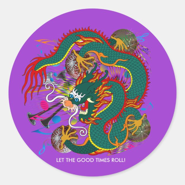 The-Mardi Gras Dragon V-2 Classic Round Sticker (Front)