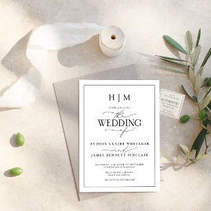 The Maren Suite Calligraphy Monogram Wedding Letterpress Invitation