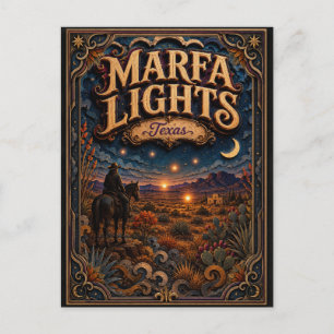 The Marfa Lights Texas Popcut Legends Postcard