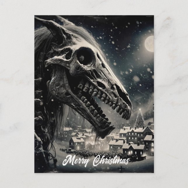 The Mari Lwyd Merry Christmas Postcard (Front)