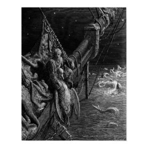 The Mariner gazes on the serpents in the ocean Poster
