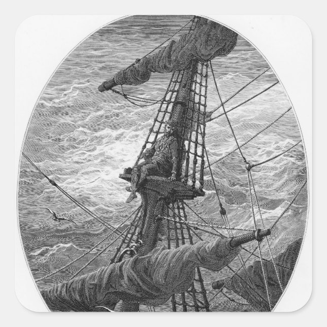 The Mariner up the mast during a storm Square Sticker (Front)