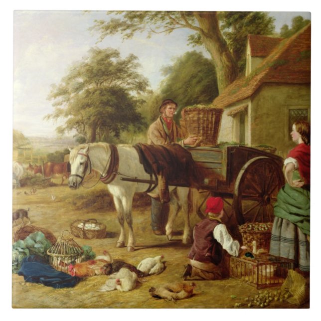 The Market Cart, 1864 (oil on canvas) Ceramic Tile (Front)