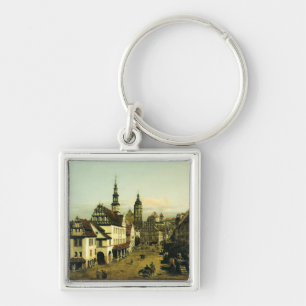 The Marketplace at Pirna by Bernardo Bellotto Keychain