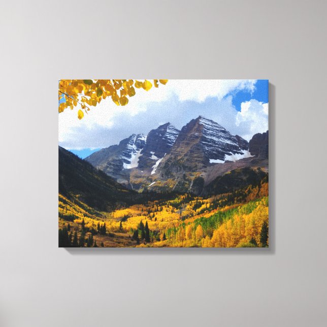 The Maroon Bells in Autumn Gold Canvas Print (Front)