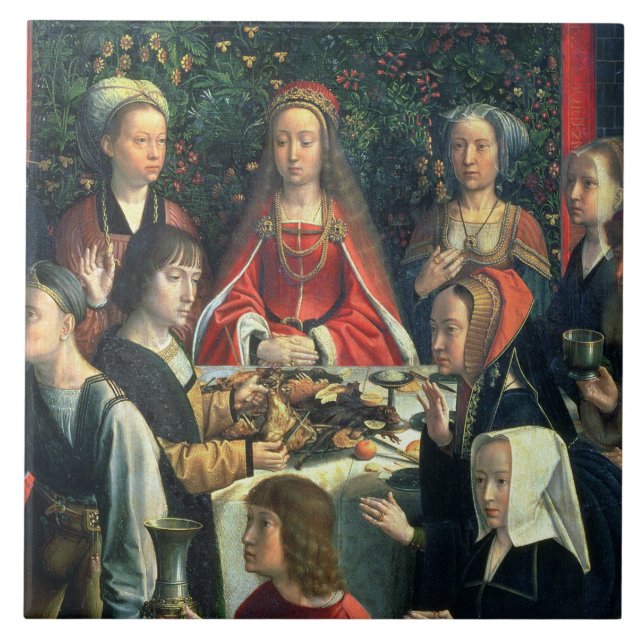 The Marriage at Cana, detail of the bride and surr Tile (Front)