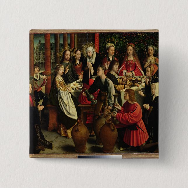 The Marriage Feast at Cana, c.1500-03 Pinback Button (Front)