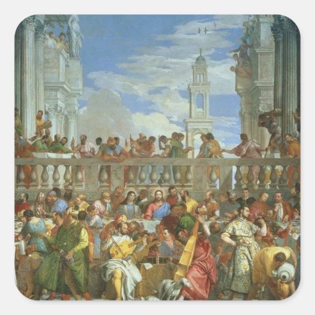 The Marriage Feast at Cana, c.1562 (oil on canvas) Square Sticker (Front)
