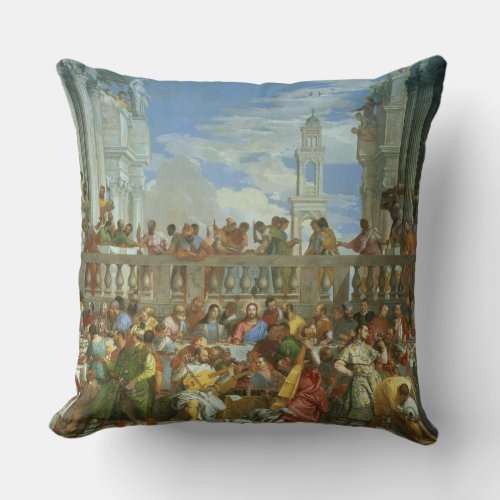 The Marriage Feast at Cana c1562 oil on canvas Throw Pillow