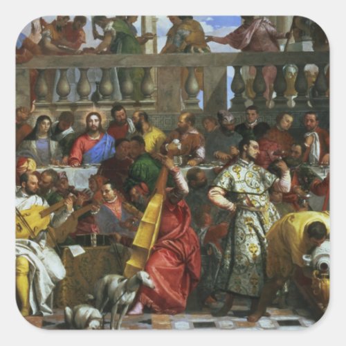 The Marriage Feast at Cana detail of musicians an Square Sticker