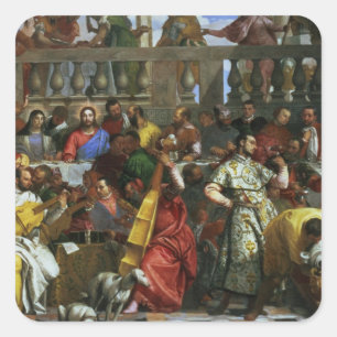 The Marriage Feast at Cana, detail of musicians an Square Sticker