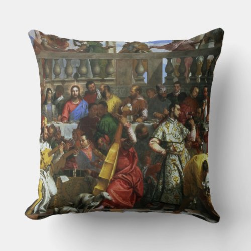The Marriage Feast at Cana detail of musicians an Throw Pillow