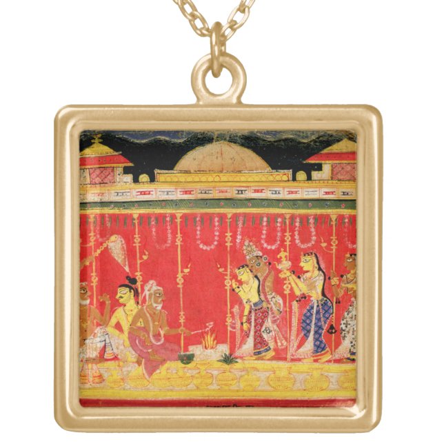The Marriage of Krishna's Parents, from a disperse Gold Plated Necklace (Front)