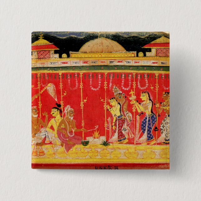 The Marriage of Krishna's Parents, from a disperse Pinback Button (Front)