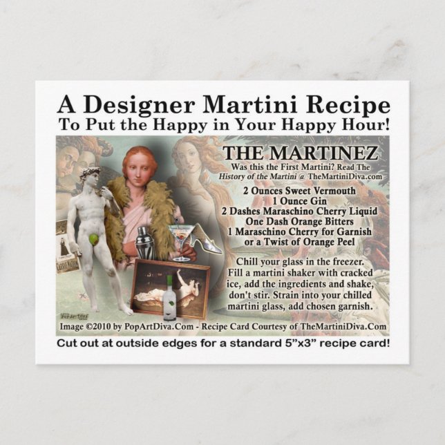 The Martinez Martini Recipe Postcard (Front)