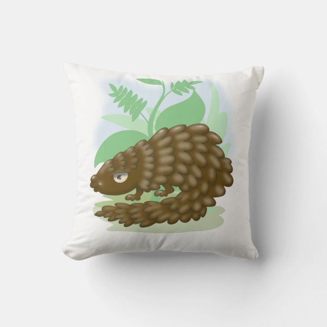 The Marvelous Little Pangolin Throw Pillow (Front)