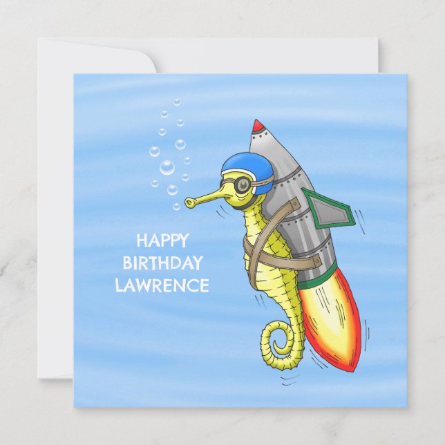 The Marvelous Yellow Rocket Seahorse Card (Front)