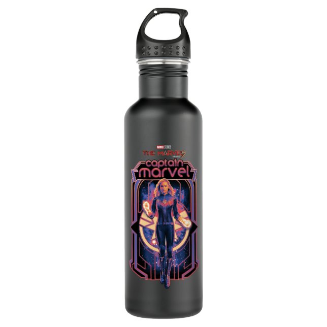 The Marvels Captain Marvel Character Graphic Stainless Steel Water Bottle (Front)