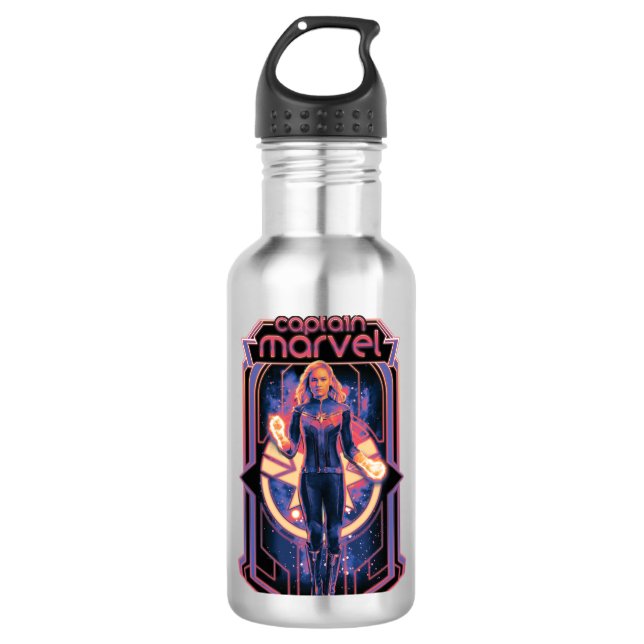 The Marvels Captain Marvel Character Graphic Stainless Steel Water Bottle (Front)