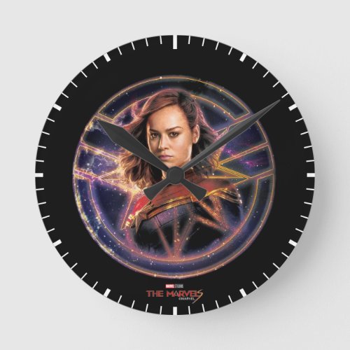 The Marvels Captain Marvel Circle Badge Round Clock