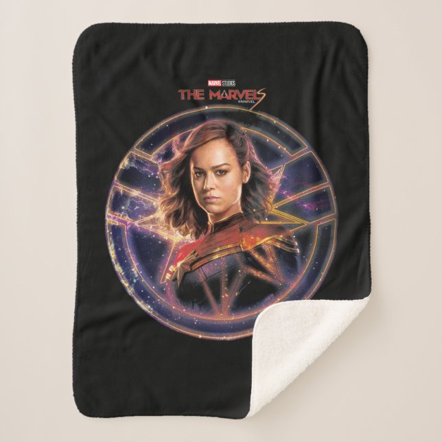 The Marvels Captain Marvel Circle Badge Sherpa Blanket (Front)