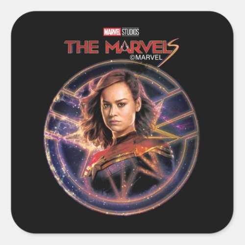 The Marvels Captain Marvel Circle Badge Square Sticker