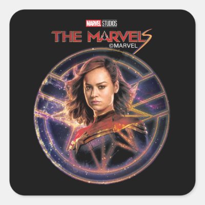The Marvels Captain Marvel Circle Badge Square Sticker