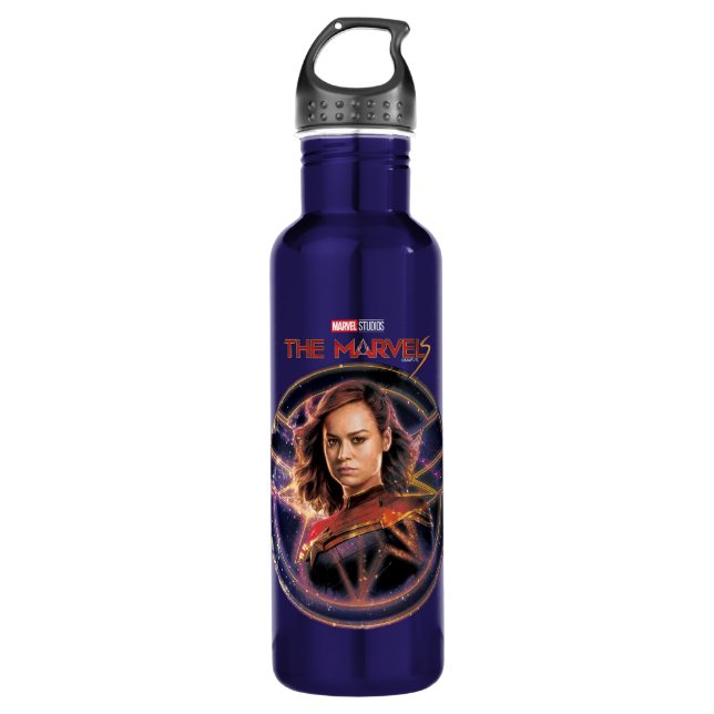 The Marvels Captain Marvel Circle Badge Stainless Steel Water Bottle (Front)