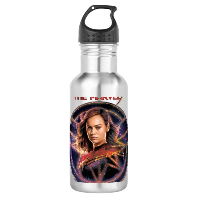 The Marvels Captain Marvel Circle Badge Stainless Steel Water Bottle (Front)