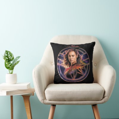 The Marvels Captain Marvel Circle Badge Throw Pillow
