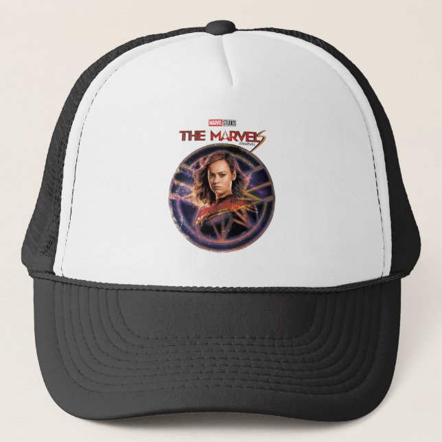 The Marvels Captain Marvel Circle Badge Trucker Hat (Front)