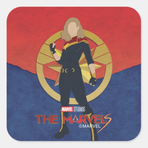 The Marvels Captain Marvel Cutout Graphic Square Sticker