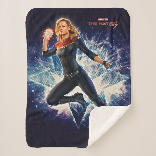 The Marvels Captain Marvel Star Graphic Sherpa Blanket (Front)