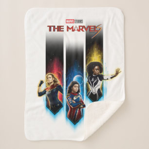 The Marvels Character Panels Graphic Sherpa Blanket