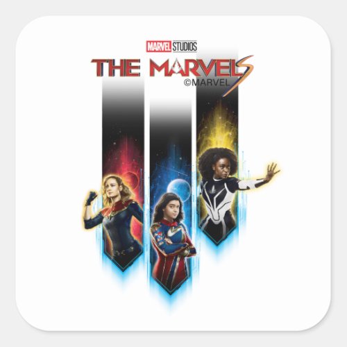 The Marvels Character Panels Graphic Square Sticker