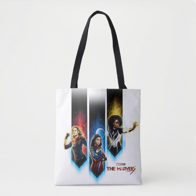 The Marvels Character Panels Graphic Tote Bag (Front)