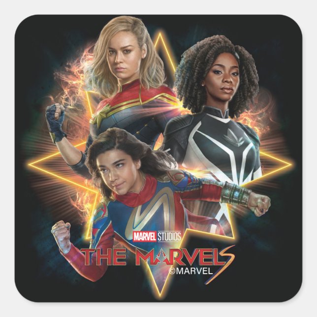 The Marvels Emerging From Star Graphic Square Sticker (Front)