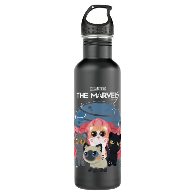 The Marvels Flerkittens Illustration Stainless Steel Water Bottle (Front)