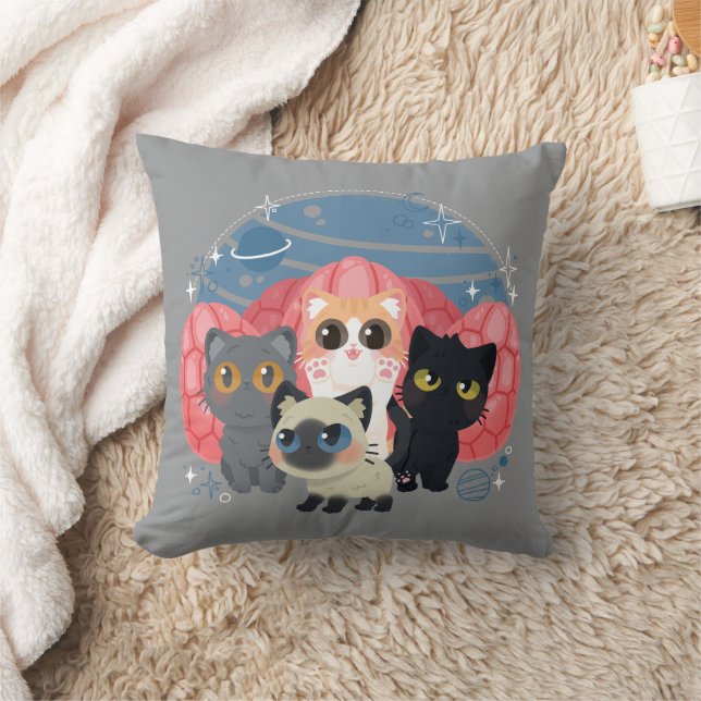 The Marvels Flerkittens Illustration Throw Pillow (Blanket)